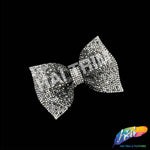 Silver/Gunmetal Ribbon Bow Rhinestone Applique, BA-173