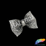 Silver/Gunmetal Ribbon Bow Rhinestone Applique, BA-173