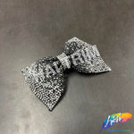 Silver/Gunmetal Ribbon Bow Rhinestone Applique, BA-173