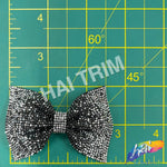 Silver/Gunmetal Ribbon Bow Rhinestone Applique, BA-173