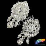 Crystal Pearl Flower Teardrop Rhinestone Applique, BA-178