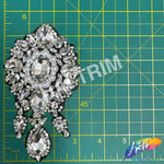 Crystal Pearl Flower Teardrop Rhinestone Applique, BA-178