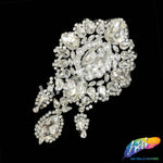 Crystal Pearl Flower Teardrop Rhinestone Applique, BA-178