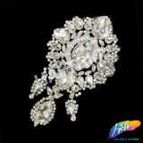 Crystal Pearl Flower Teardrop Rhinestone Applique, BA-178