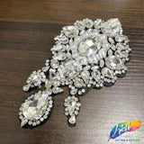 Crystal Pearl Flower Teardrop Rhinestone Applique, BA-178