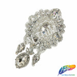 Crystal Pearl Flower Teardrop Rhinestone Applique, BA-178