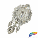 Crystal Pearl Flower Teardrop Rhinestone Applique, BA-178