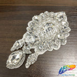 Crystal Pearl Flower Teardrop Rhinestone Applique, BA-178