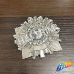 Crystal Medallion Beaded Rhinestone Applique, BA-179