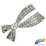 Giant Crystal Bow Rhinestone Applique with Pearl Studs, BA-180