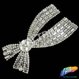 Giant Crystal Bow Rhinestone Applique with Pearl Studs, BA-180