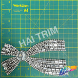 Giant Crystal Bow Rhinestone Applique with Pearl Studs, BA-180