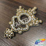 Gold/Crystal Beaded Rhinestone Motif Applique, BA-186
