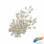 Ivory Pearl Wired Beaded Motif Applique, BA-196
