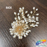 Ivory Pearl Wired Beaded Motif Applique, BA-196