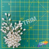 Ivory Pearl Wired Beaded Motif Applique, BA-196