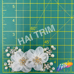 Chiffon Flower Pearl Beaded Rhinestone Applique, BA-198