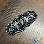 Navy Infinity Spiral Beaded Applique, BA-201