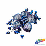 Royal Blue/Purple Wired Beaded Flower Applique, BA-202