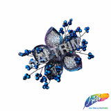 Royal Blue/Purple Wired Beaded Flower Applique, BA-202