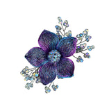 Royal Blue/Purple Wired Beaded Flower Applique, BA-202