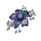 Royal Blue/Purple Wired Beaded Flower Applique, BA-202
