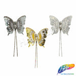 Sequins Rhinestone Butterfly Applique with Rhinestone Fringe, BA-205