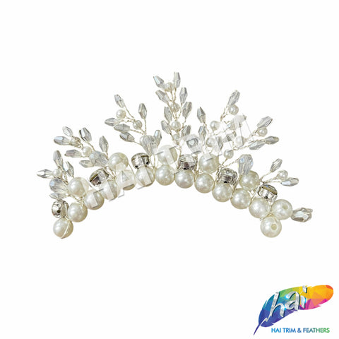 Pearl/Crystal Wired Beaded Motif Applique, BA-213