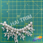 Pearl/Crystal Wired Beaded Motif Applique, BA-213