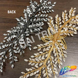 Glass Rhinestone Wired Floral Motif Applique, BA-215