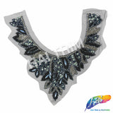 SALE! Black/Navy/Multicolor Beaded Rhinestone Applique, BA-300