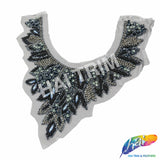 SALE! Black/Navy/Multicolor Beaded Rhinestone Applique, BA-300