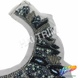 SALE! Black/Navy/Multicolor Beaded Rhinestone Applique, BA-300