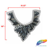 SALE! Black/Navy/Multicolor Beaded Rhinestone Applique, BA-300