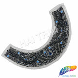 SALE! Black/Blue/Gunmetal Beaded Rhinestone Applique, BA-301