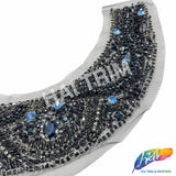 SALE! Black/Blue/Gunmetal Beaded Rhinestone Applique, BA-301