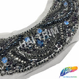 SALE! Black/Blue/Gunmetal Beaded Rhinestone Applique, BA-301