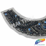 SALE! Black/Blue/Gunmetal Beaded Rhinestone Applique, BA-301
