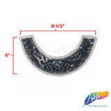 SALE! Black/Blue/Gunmetal Beaded Rhinestone Applique, BA-301