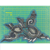 SALE! Navy/Gunmetal/Silver Beaded Sequins Rhinestone Applique, BA-302