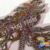 SALE! Multicolor Beaded Motif Rhinestone Applique, BA-303