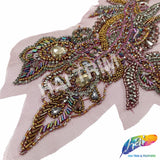 SALE! Multicolor Beaded Motif Rhinestone Applique, BA-303