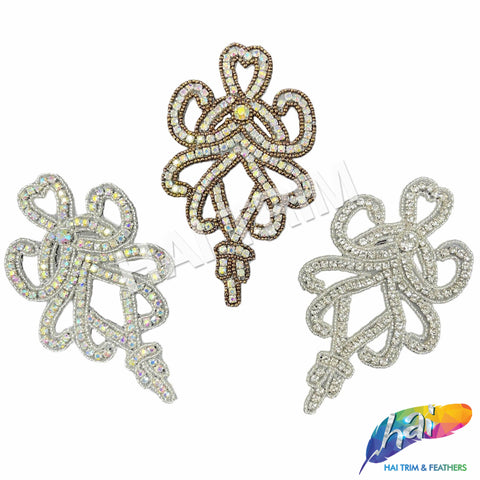 Beaded Rhinestone Motif Applique, BR-020