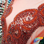 Color Beaded Rhinestone Dress Bodice Applique, BRD-02