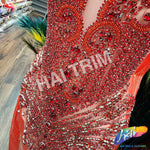 Color Beaded Rhinestone Dress Bodice Applique, BRD-02