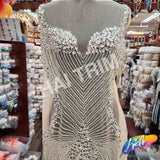 Crystal Beaded Rhinestone Dress Bodice Applique, BRD-03