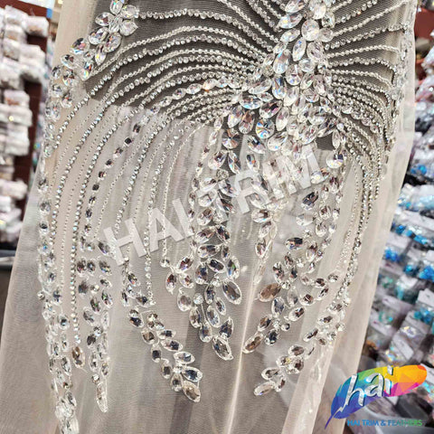 SALE! Crystal Beaded Rhinestone Dress Bodice Applique, BRD-03 Hai Trim & Feathers SALE! Crystal Beaded Rhinestone Dress Bodice Applique, BRD-03 Hai Trim & Feathers