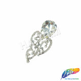 Crystal Teardrop Motif Rhinestone Brooch, BRS01-055