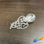 Crystal Teardrop Motif Rhinestone Brooch, BRS01-055