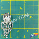Crystal Teardrop Motif Rhinestone Brooch, BRS01-055